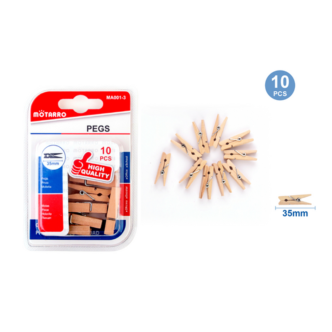 Pinzas De Madera 35Mm 10Pcs 1