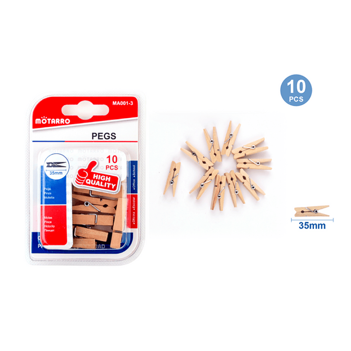 Pinzas De Madera 35Mm 10Pcs 1