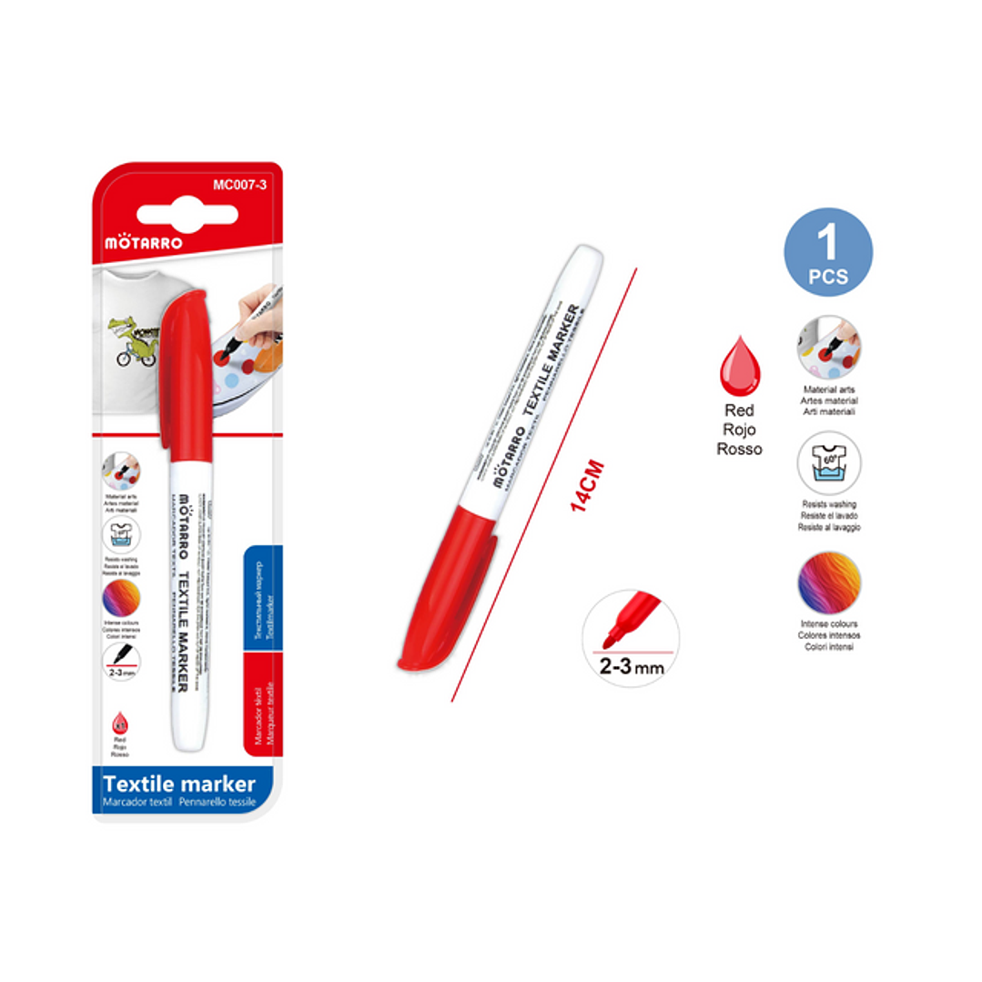 Marcador Textil Rojo 23Mm 14Cm 1