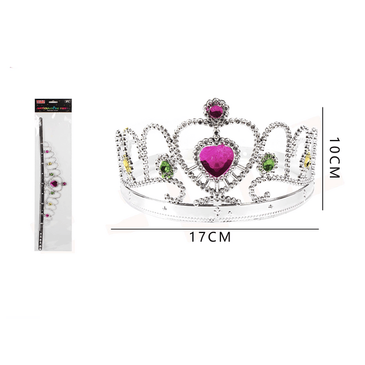 Corona de Fiesta Dorada con gemas preciosas de plástico 1