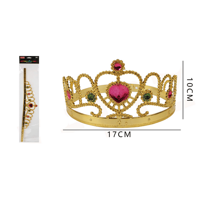 Corona de Fiesta Dorada con gemas preciosas de plástico 1