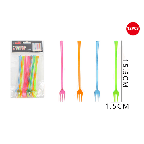 Tenedores Plasticas Multicolor 15,5cm 12pcs