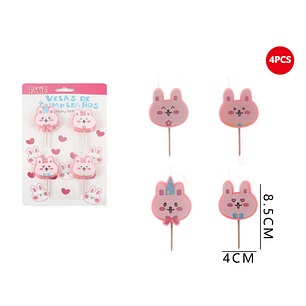 Vela de Cumpleaños Conejo de Cumpleaños 4pcs