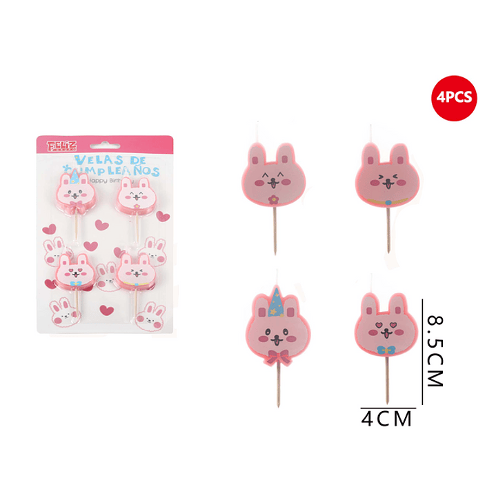 Vela de Cumpleaños Conejo de Cumpleaños 4pcs 1