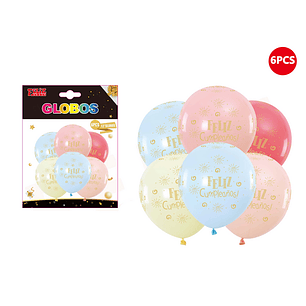 Set Globos color Pastel con Feliz Cumpleaños 30cm 6pcs