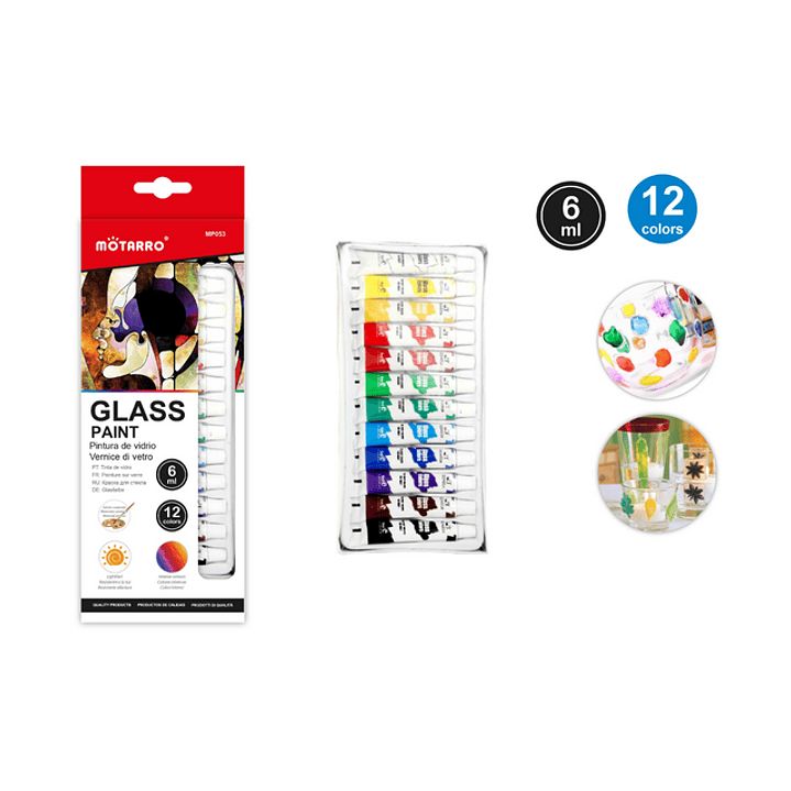 Pintura De Vidrio 6Ml 12 Colores 1