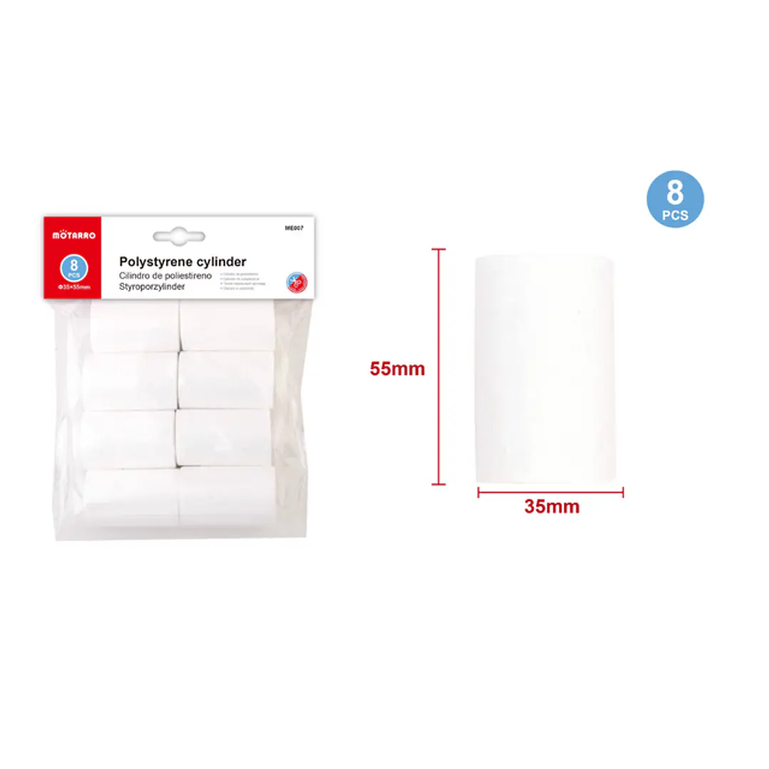 Cilindro de Plumavit 55pcs 8 pcs 1