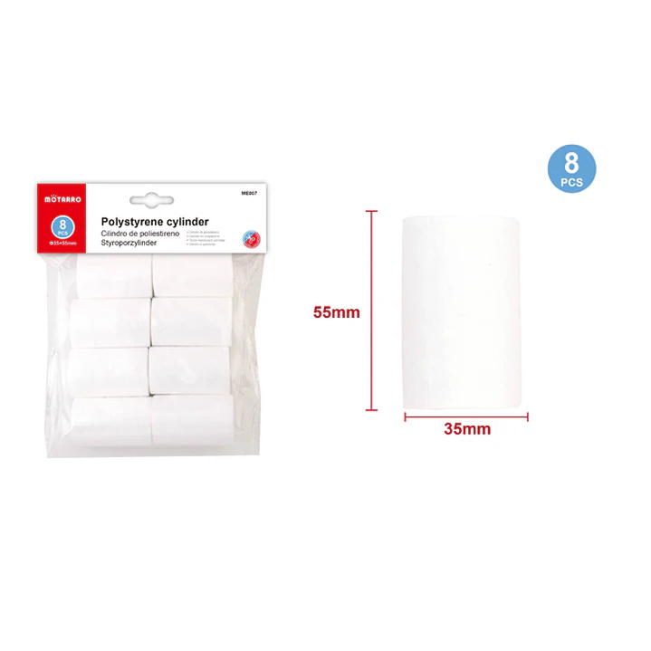 Cilindro de Plumavit 55pcs 8 pcs 1
