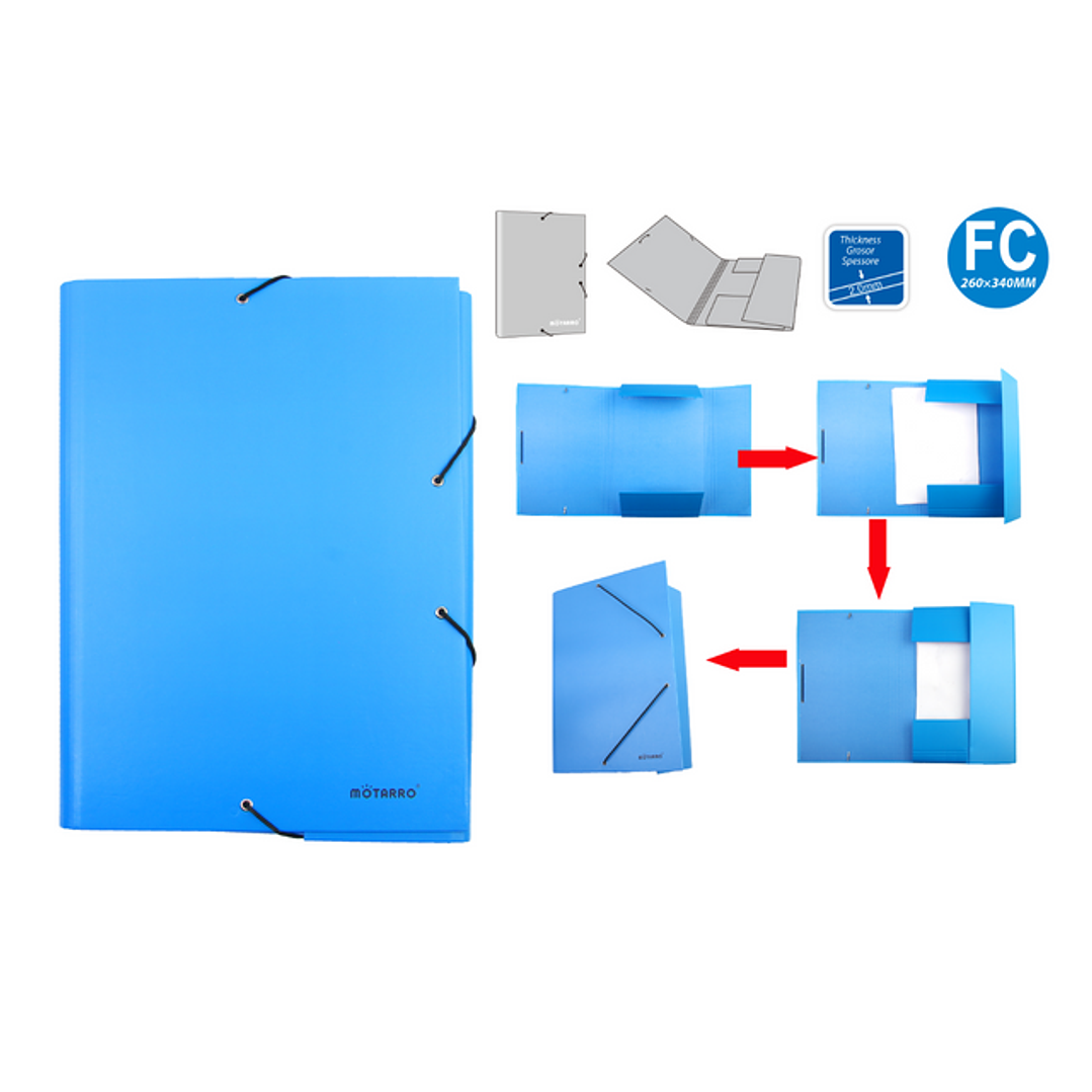 Carpeta con elásticos 26x34cm Celeste 1