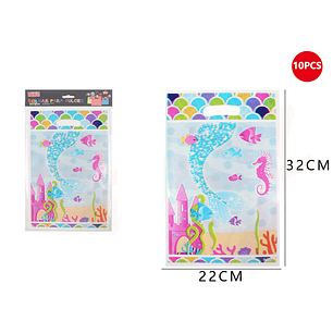 Set Bolsas para Dulces Sirena 32cm 10pcs