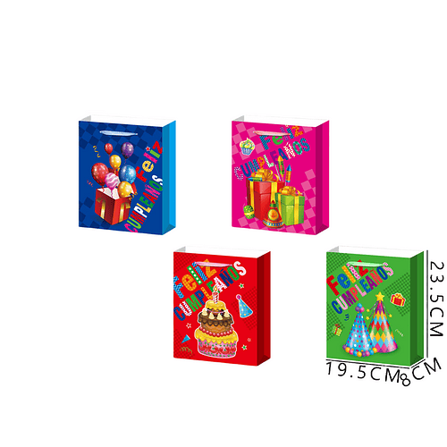 Bolsa de Regalo Diseño Cumpleaños Unicolor y frase 23,5 cm