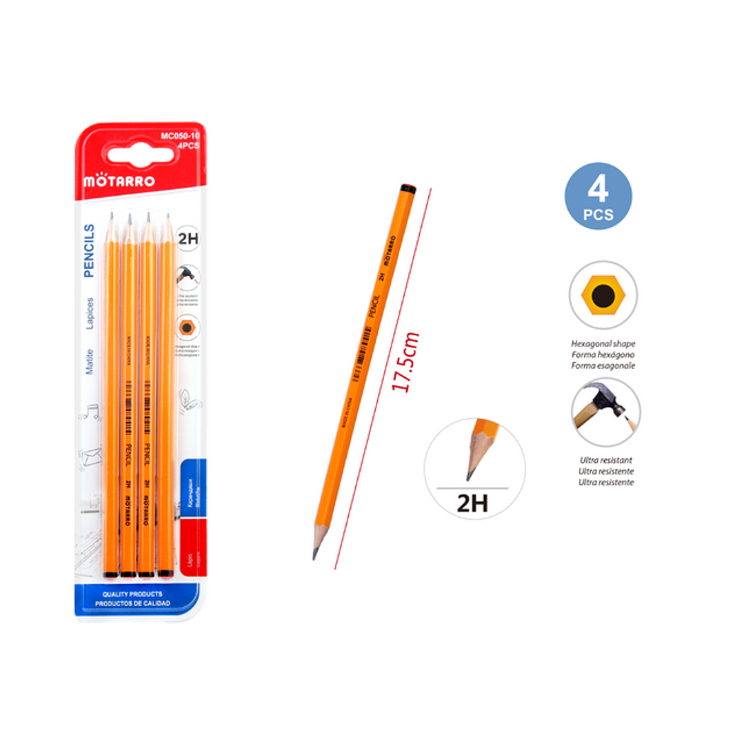 Pack Lápiz Grafito 2HB 17.5cm 4pcs 1