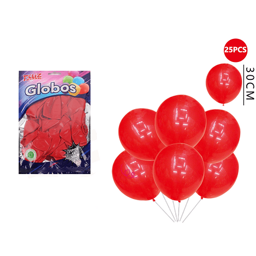 Globos Rojo 30cm 25pcs