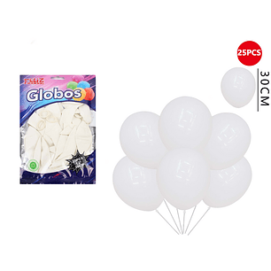 Globos Blanco 30cm 25pcs