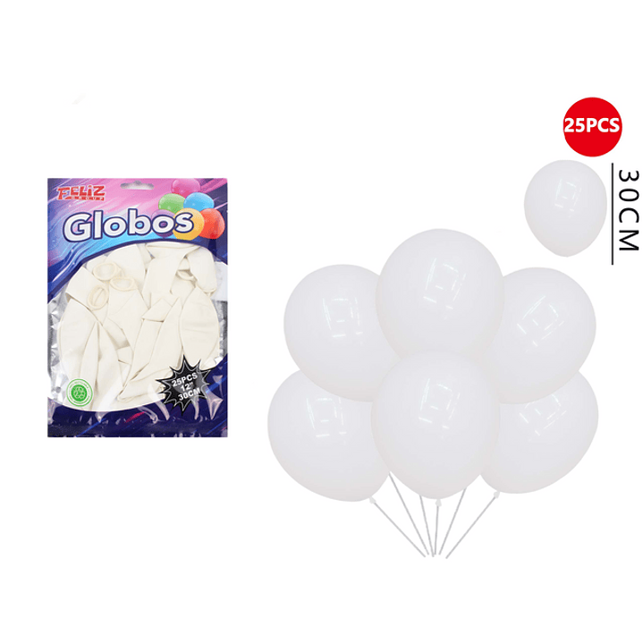 Globos Blanco 30cm 25pcs 1