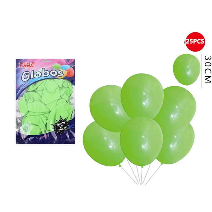 Globos Verde Claro 30Cm 25Pcs 1