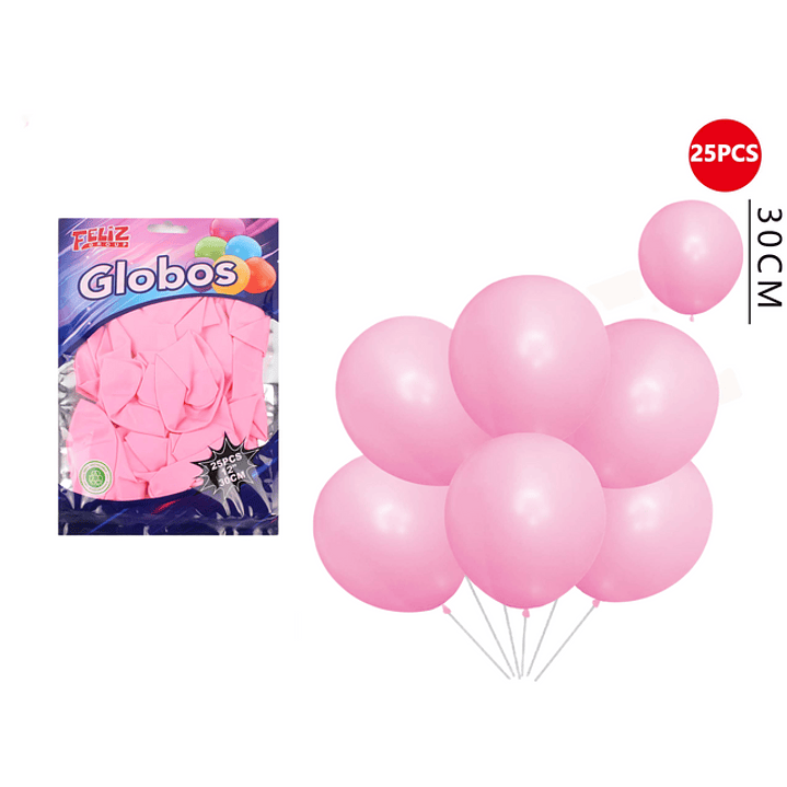 Globos Rosado Claro 30Cm 25Pcs 1