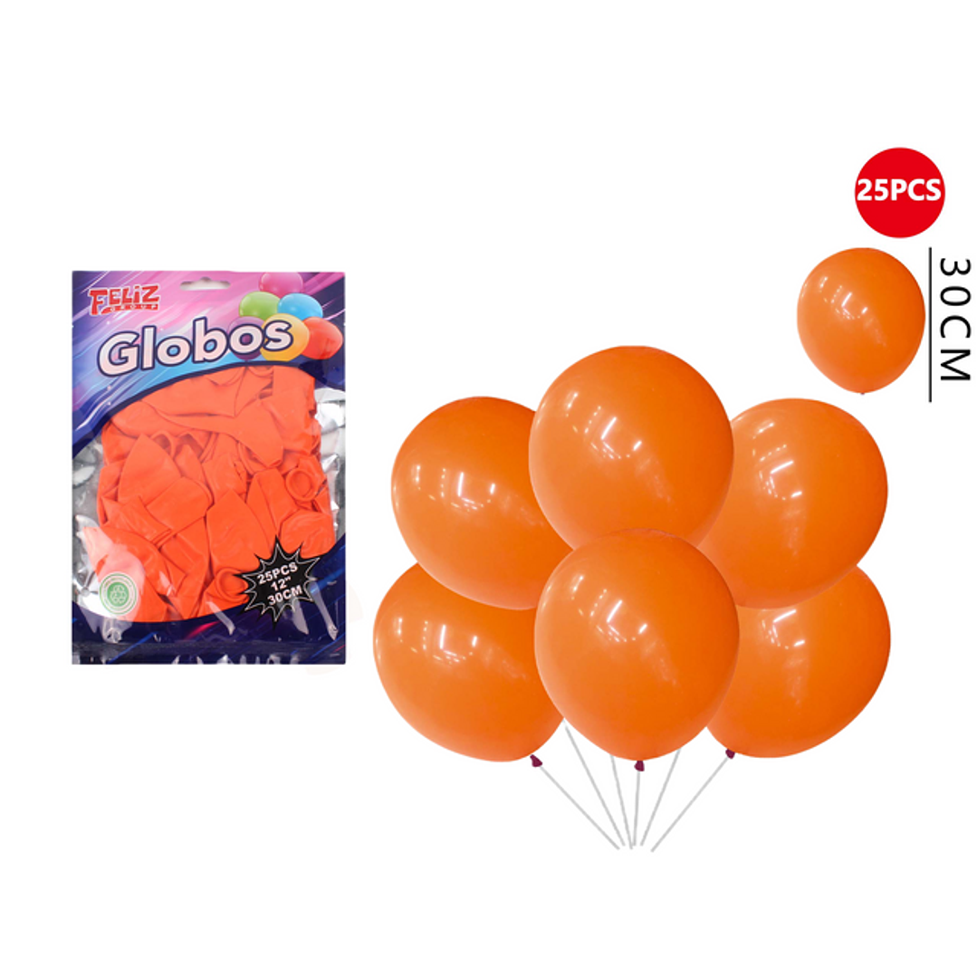 Globos Naranja 30cm 25pcs 1
