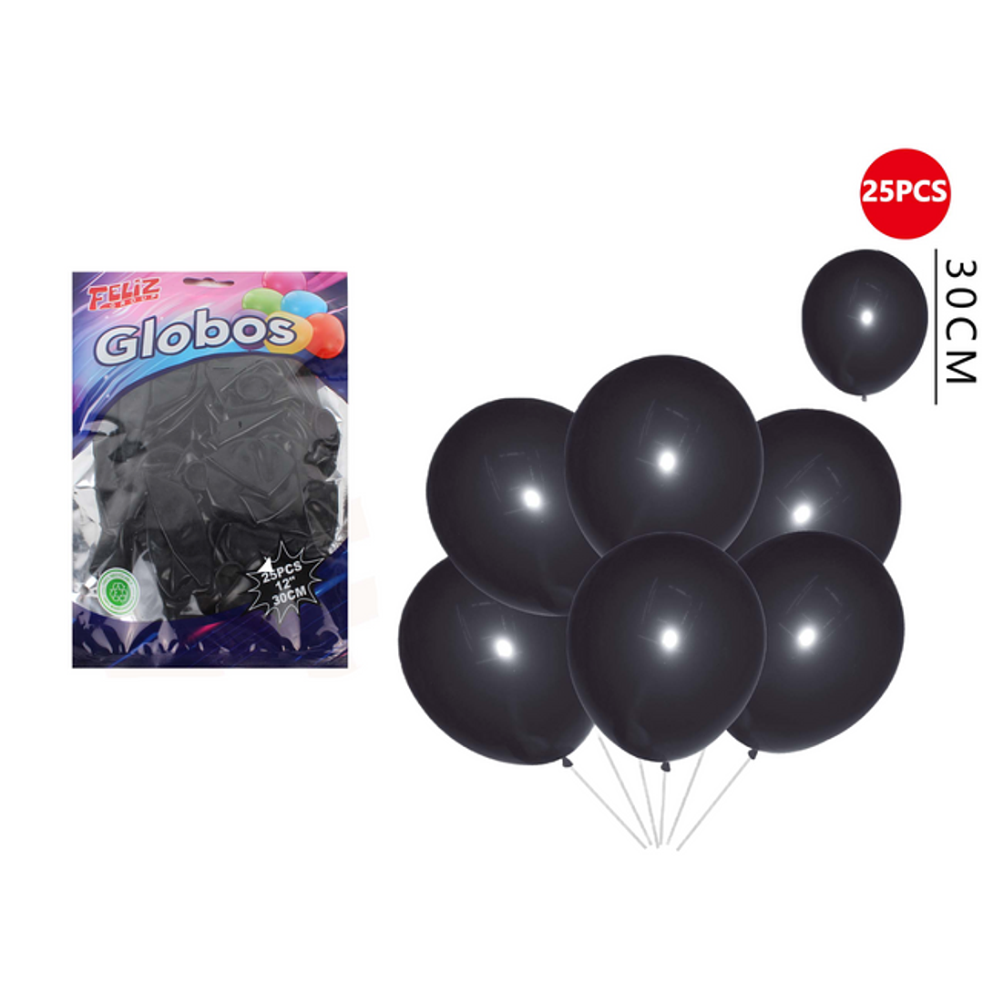 Globos Negro 30cm 25pcs 1