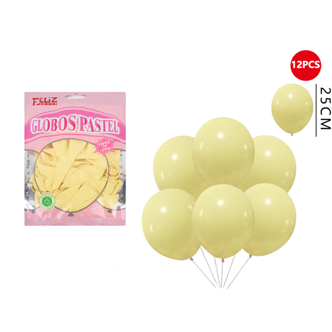 Globos Amarillo Pastel 25cm 12pcs 1