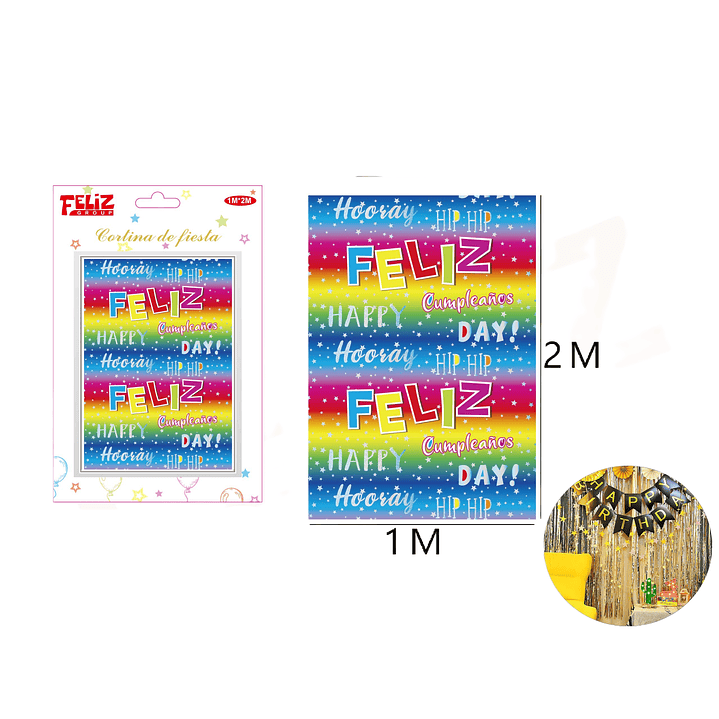 Cortina de fiesta colorida 1mx2m 1