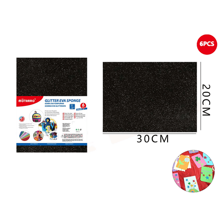 Goma De Eva Escarchado Gliter Negro 20*30cm 1