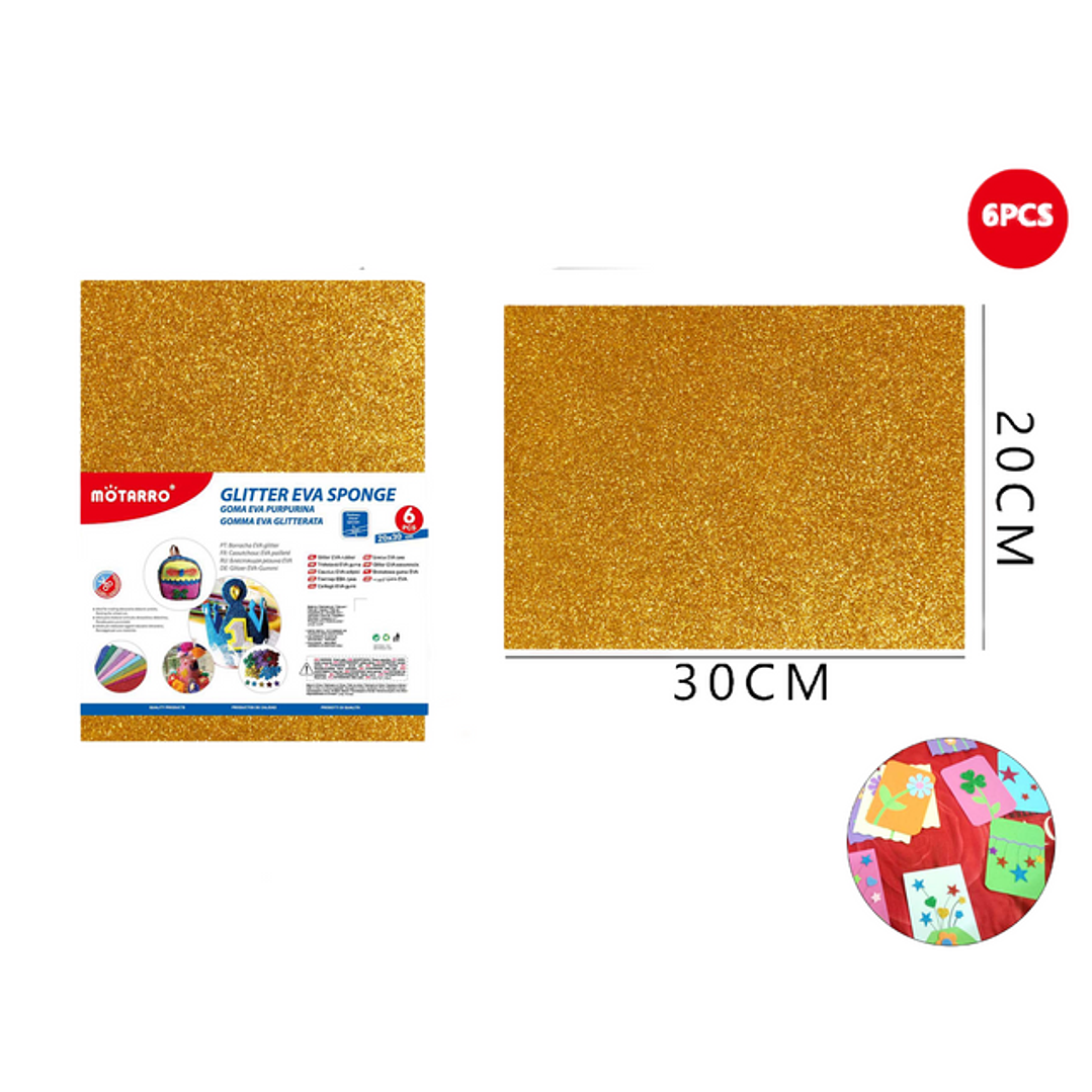 Goma De Eva Escarchado Gliter Dorado 20*30cm 1