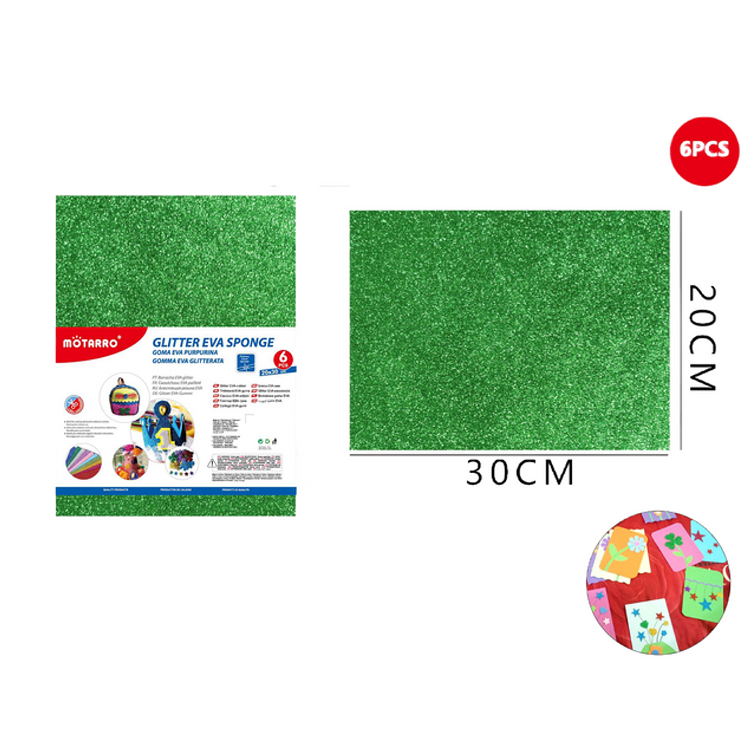 Goma De Eva Escarchado Gliter Verde 20*30cm 1