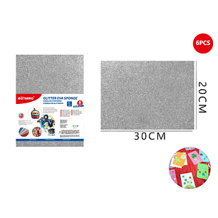 Goma De Eva Escarchado Gliter Plateado 20*30cm