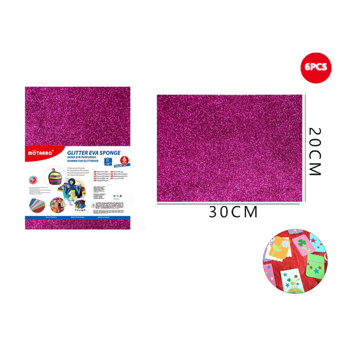 Goma De Eva Escarchado Gliter Fucsia 20*30cm 1