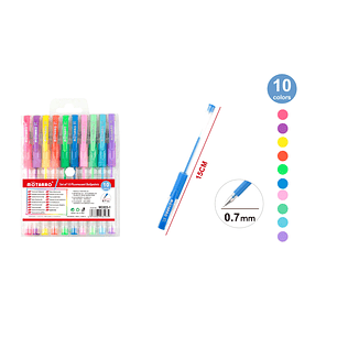 Set Boligrafos 10 Colores Fluorecentes 07 Mm