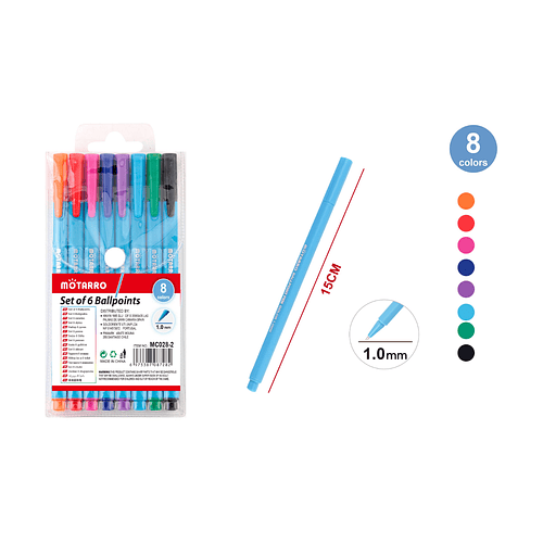 Bolígrafo Colores punta 1,0 mm 15 cm 8 pcs