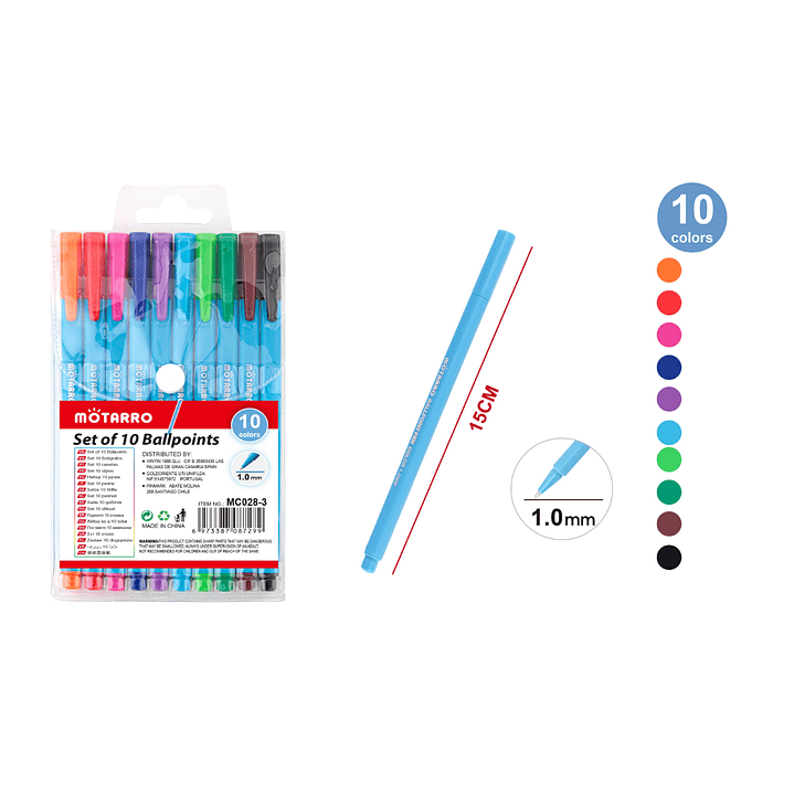 Boligrafo Colores Punta 10 Mm 15 Cm 10 Pcs 1