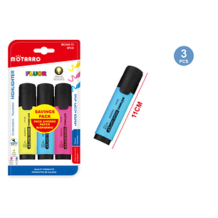 Destacadores Pack 3 Pcs Fluor 11 Cm