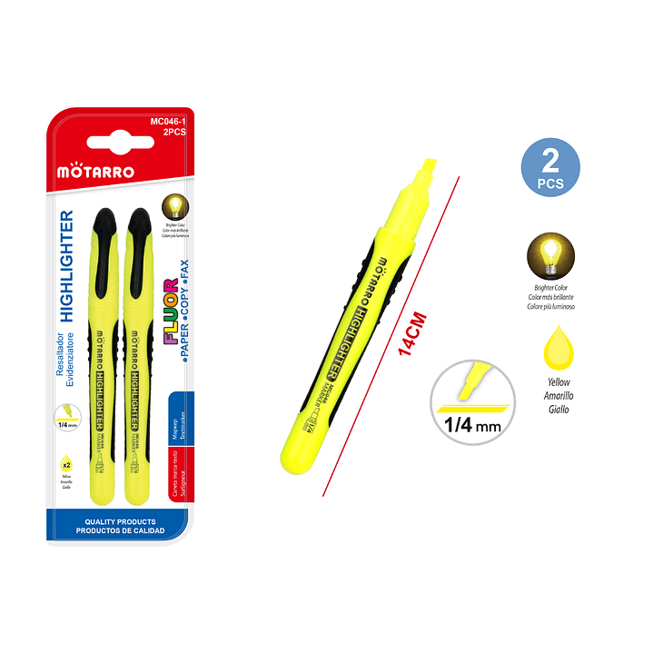 Destacadores Amarillos Pack 1/4mm 2pcs 1