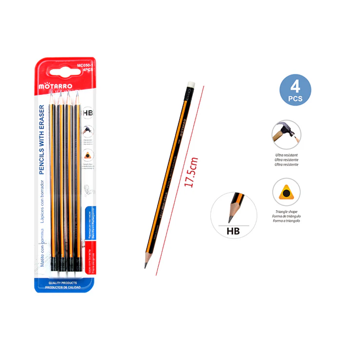 Lapices Grafito HB 4Pcs 1