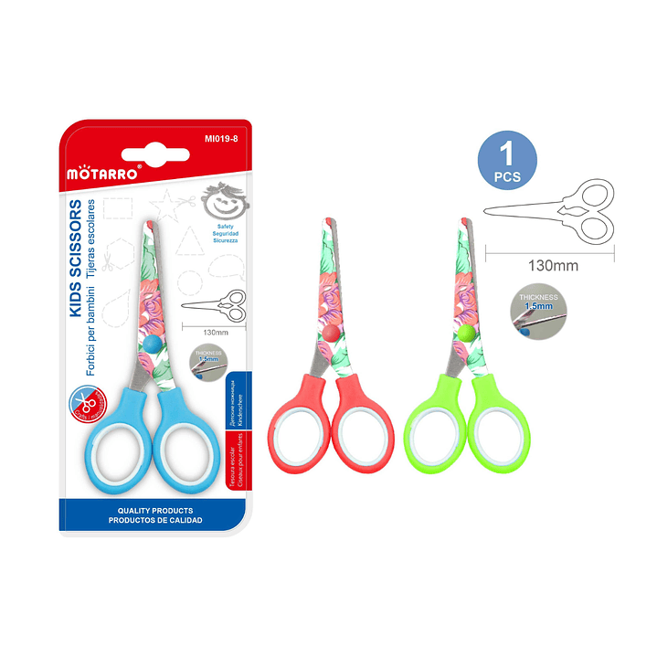 Tijera Escolar Diseño Flores 13cm 1