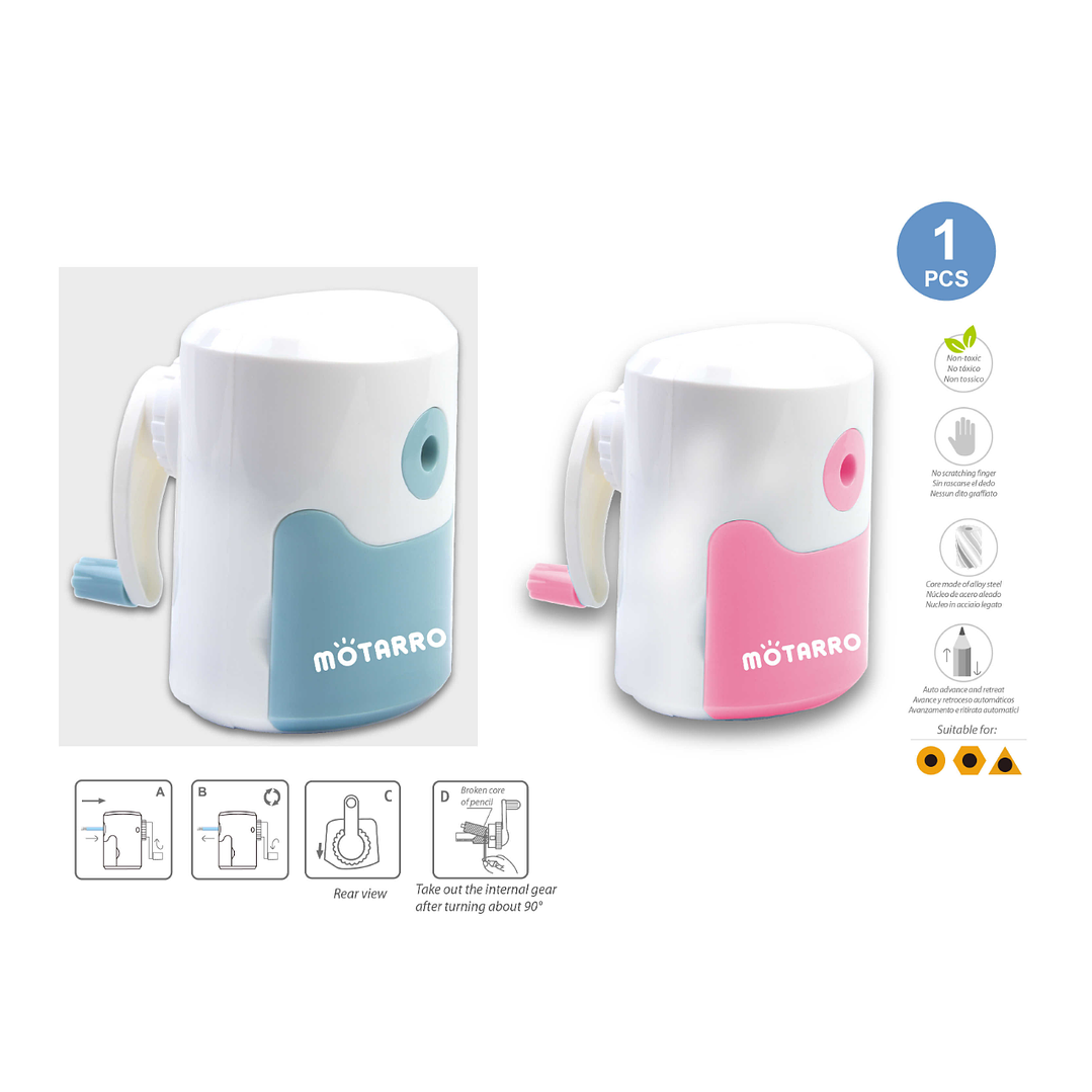 Sacapuntas con depósito y Manivela colores 1