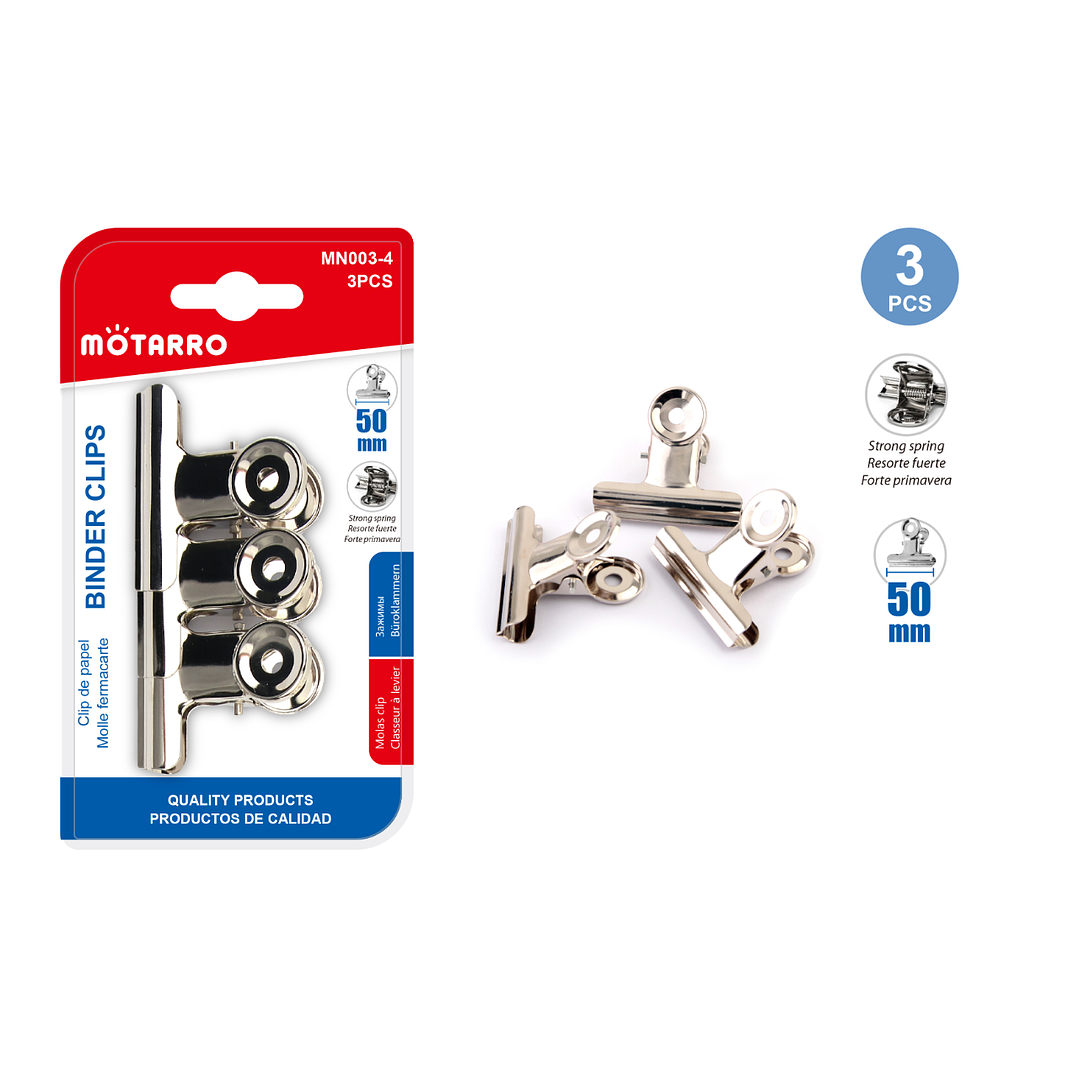 Clip De Papel Plateado 50Mm 3Pcs 1