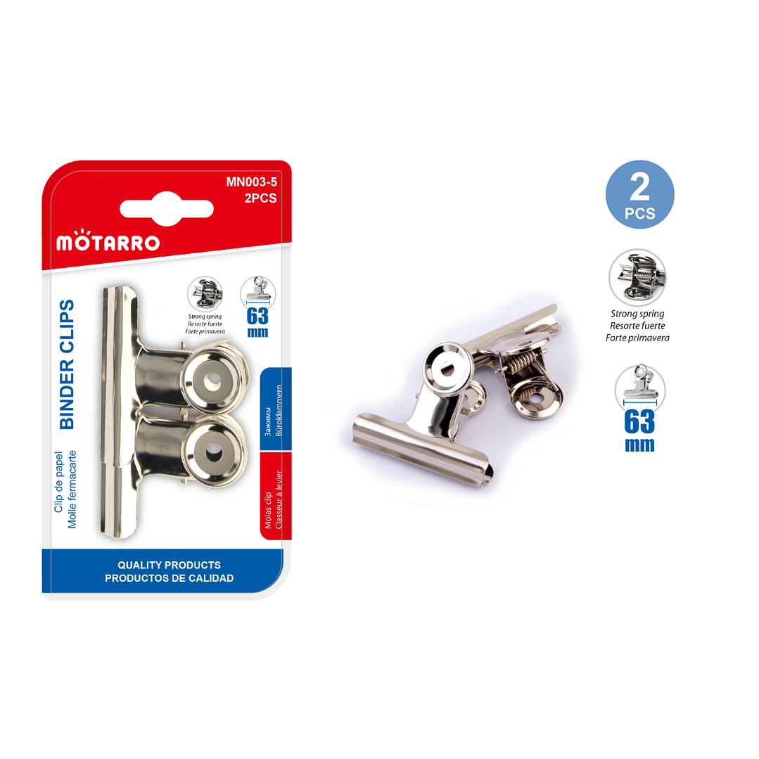 Clip De Papel Plateado 63Mm 2Pcs 1