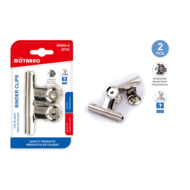 Clip De Papel Plateado 63Mm 2Pcs 1
