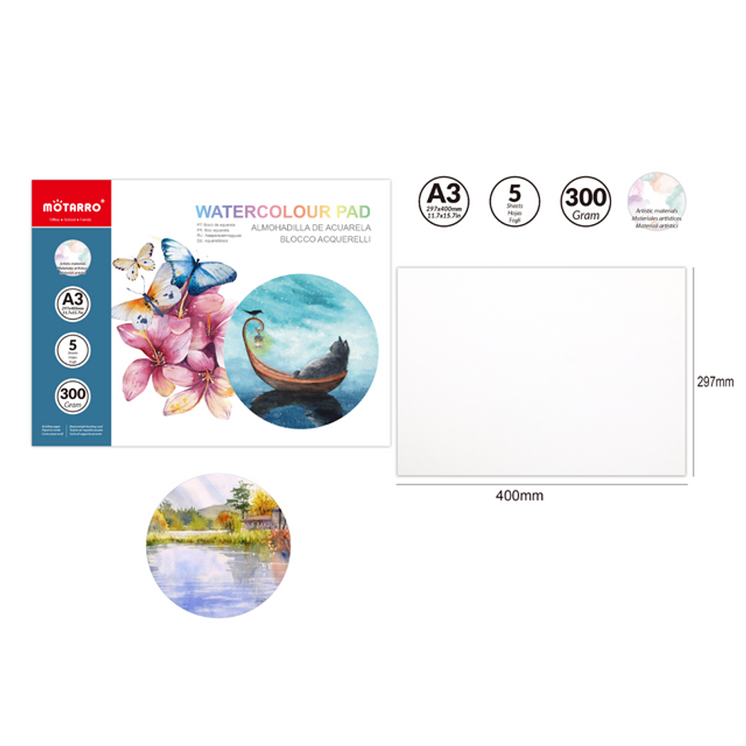 Almohadilla de Acuarela A3 5 Hojas 1