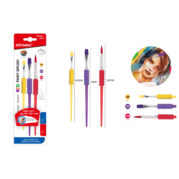Kit Pinceles 3 Tipos 3 Pcs 1