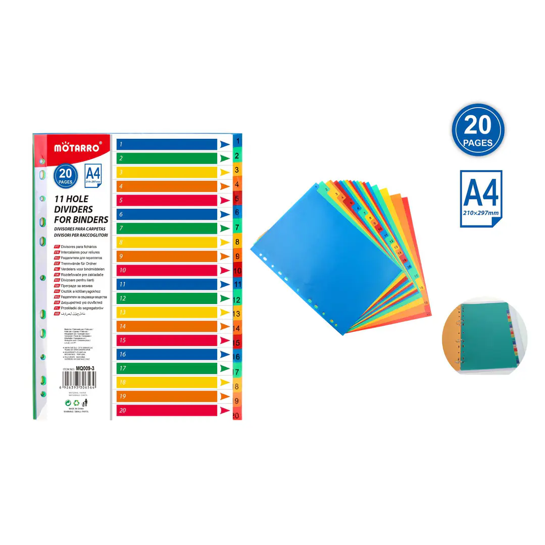 Divisores Para Carpetas 21 x 29.7 cm 20 Pcs 1