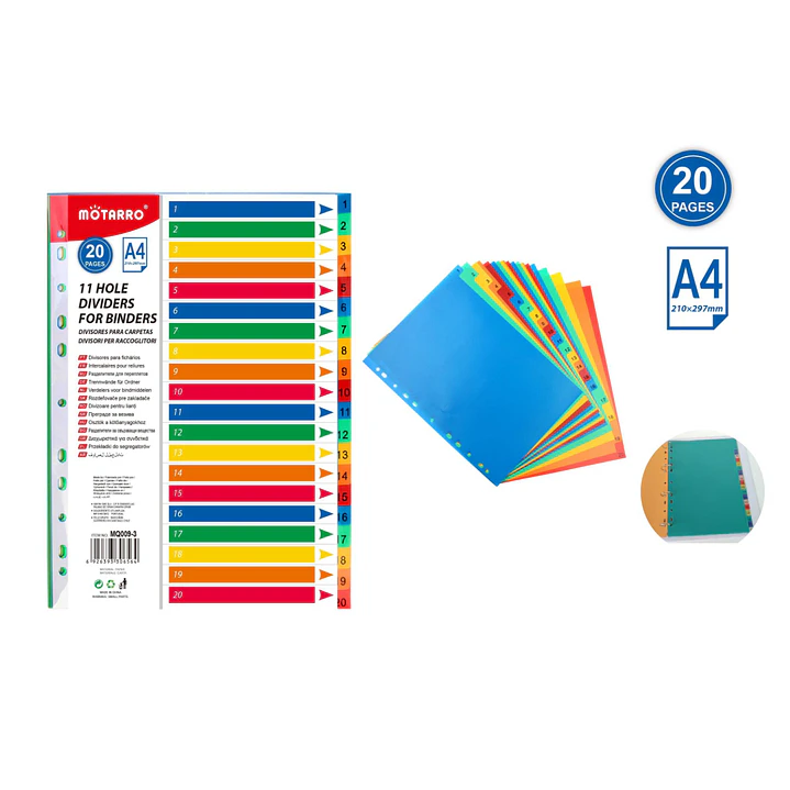 Divisores Para Carpetas 21 x 29.7 cm 20 Pcs 1
