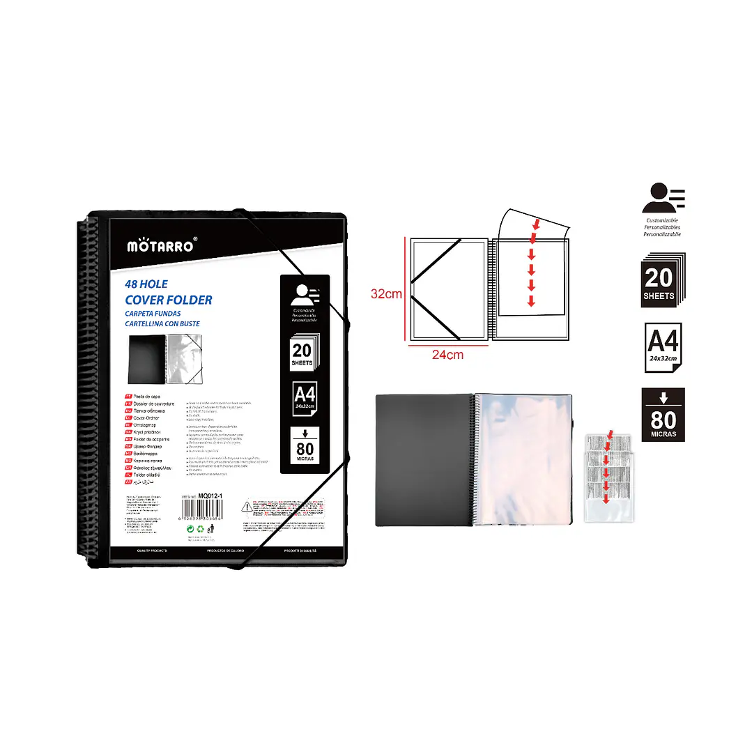 Carpeta con fundas 20 hojas Negro A4 1