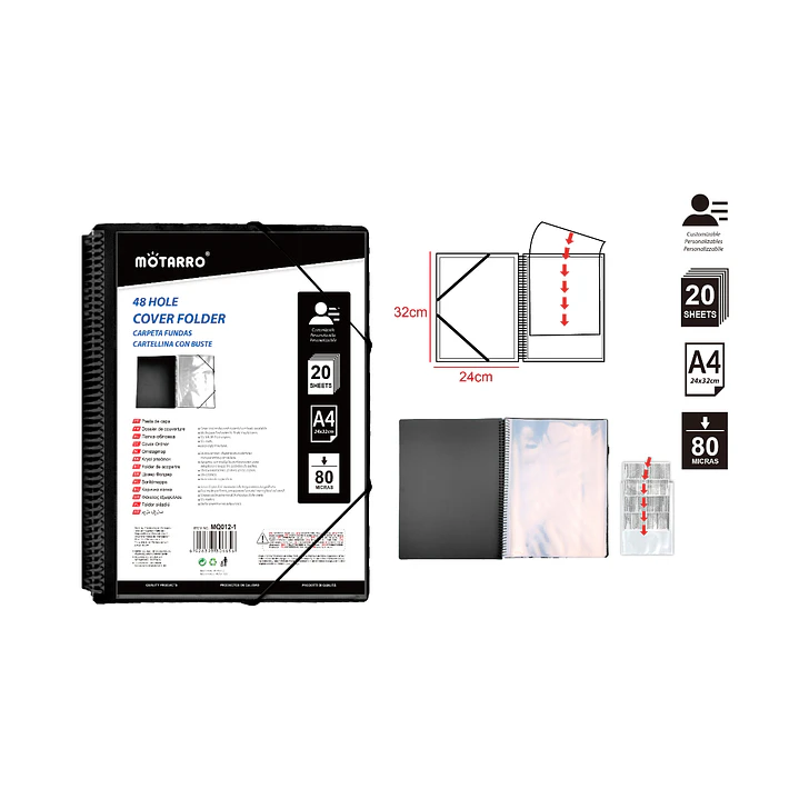 Carpeta con fundas 20 hojas Negro A4 1
