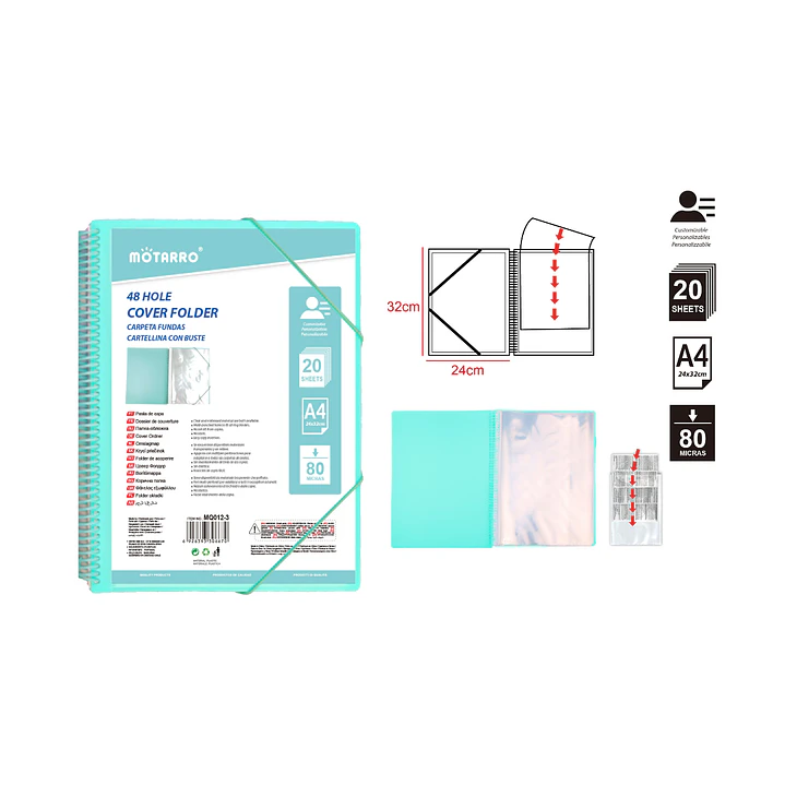 Carpeta con fundas 20 hojas Celeste A4 1