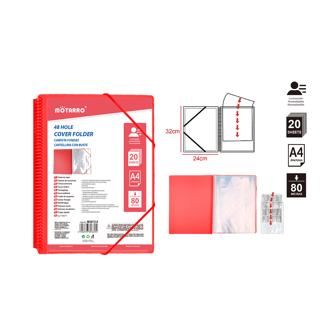 Carpeta con fundas 20 hojas Rojo A4 1