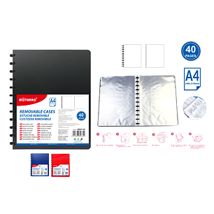 Carpeta Negra A4 Con Fundas Removibles 40 Hojas